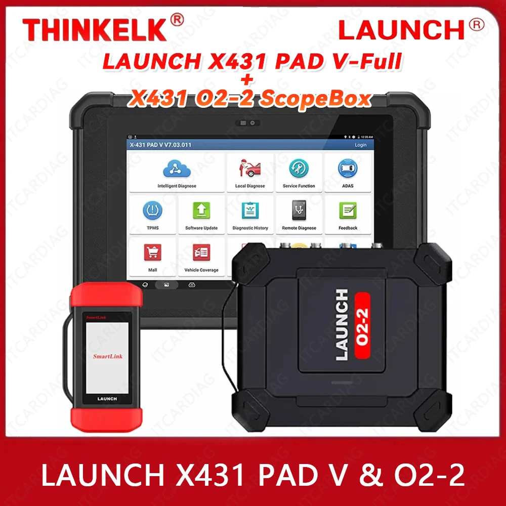 LAUNCH X431 PAD V & O2-2 Oscilloscope Scopebox Car Diagnostic Tool J2534 CAN FD Online ECU Programming Coding Auto OBD 2 Scanner