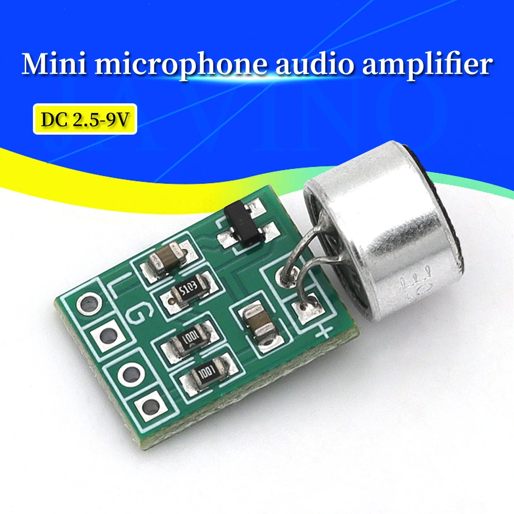 Javino 1-10pcs Mini Microphone Audio Amplifier Module Speaker Circuit Board DC 2.5-9V 14x12mm Mic Accessories