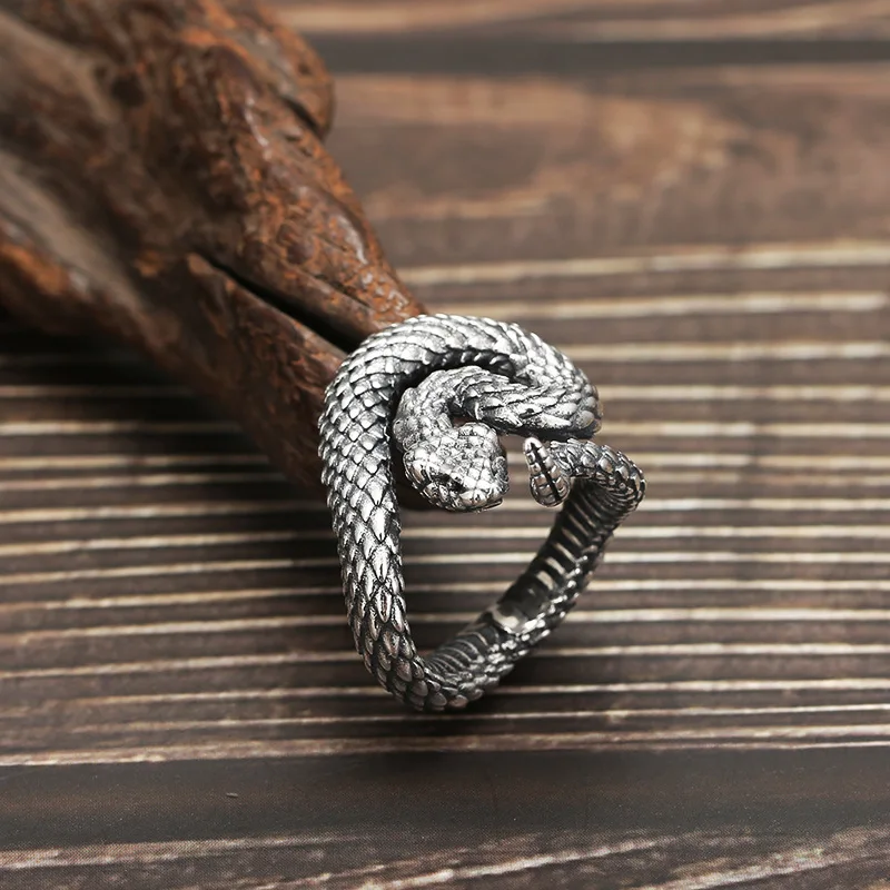 Sterling silver dark style snake ring men's european and american silver jewelry men's index finger ring silver jewelry