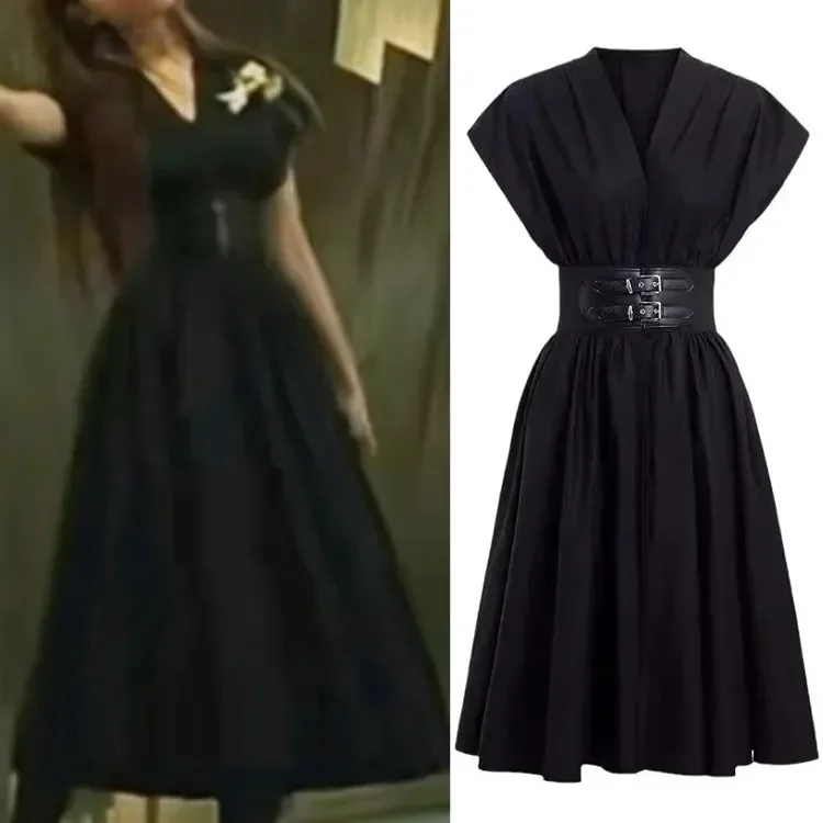 Spódnica midi w kształcie litery A, podkreślająca talię, z detalem z mieszanki bawełny, idealna na wiosnę i lato.