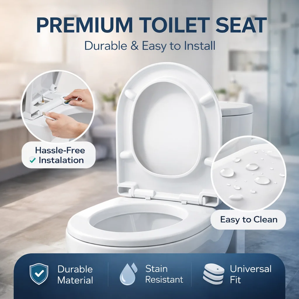 

Long Lasting Toilet Seat, Sturdy Build, Easy Clean Toilet Lid for Commercial Hospitality Use