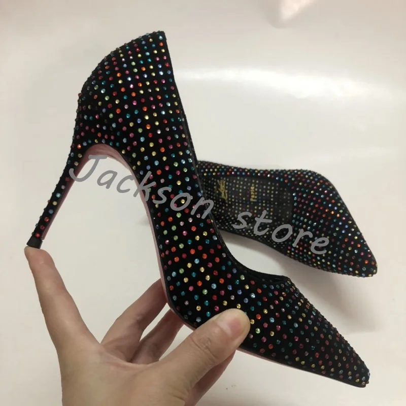 Colorful Diamond Pointed Toe Sexy Women Shoes Elegant Stiletto High Heel Summer Versatile Dress Shoes Banquet Wedding Shoes