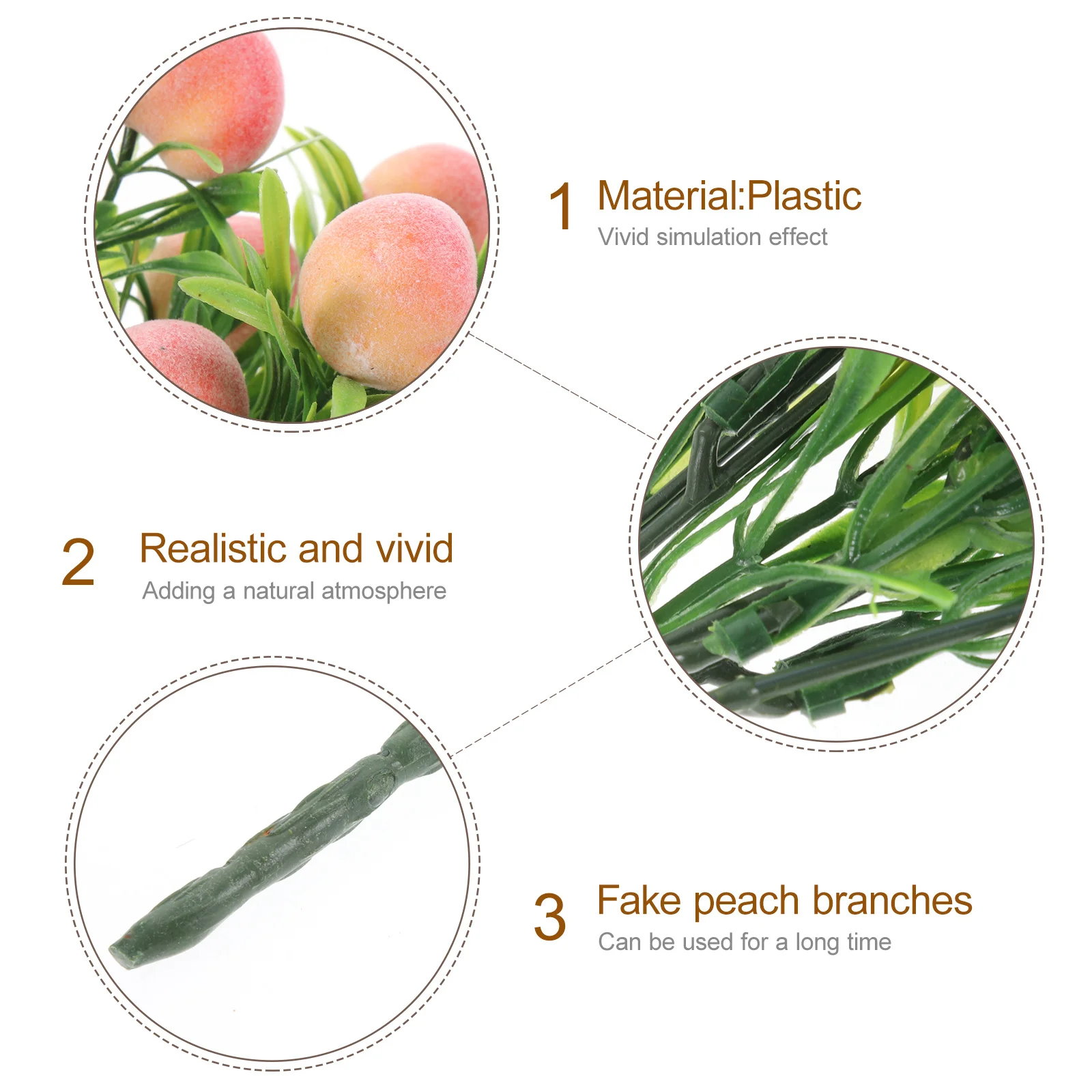 

2Pcs Artificial Peach Branch Realistic Plastic Fake Fruit Stems Vase Fillers Wedding Party Garden Artificial Peach Tree Stem