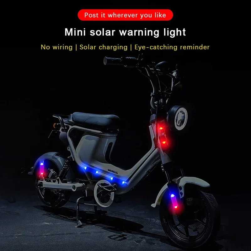 Motorcycle Bicycle Mini LED Wireless Warning Anti-Theft Caution Light Prevent Rear end Collision Solar Power Strobe Running Lamp