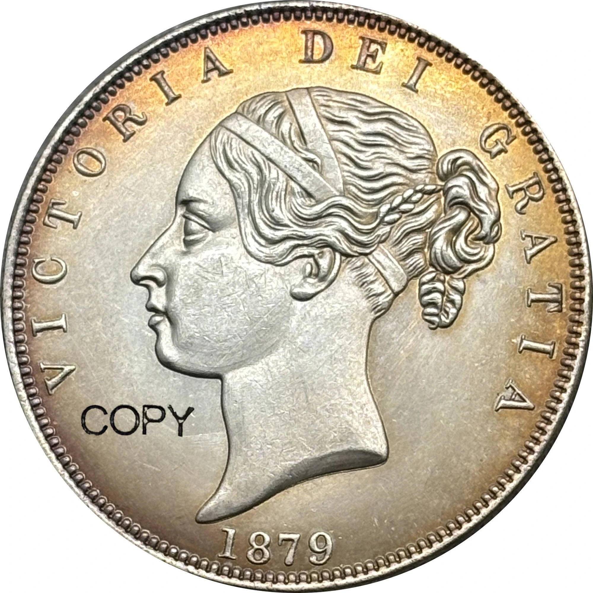 1879, английская полукорона Виктория деции, Посеребренная копия, памятная монета Второй мировой войны, Коллекционная монета