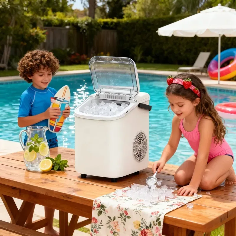 STLF A high-performance compact ice machine that quickly produces transparent bullet-shaped ice cubes for use in bars,