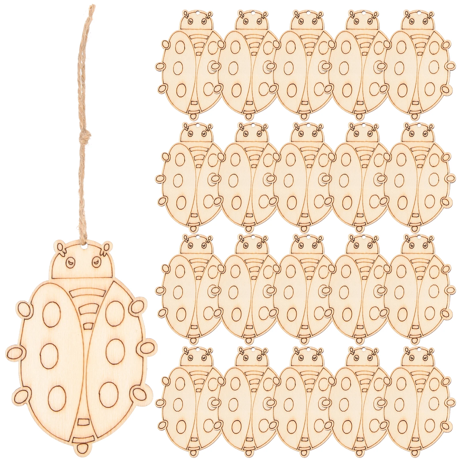 50 set Wooden Cutout Diy Craft Beetle Shape Slices Unfinished Blank Wood Pieces For Painting Graffiti Accessories Art