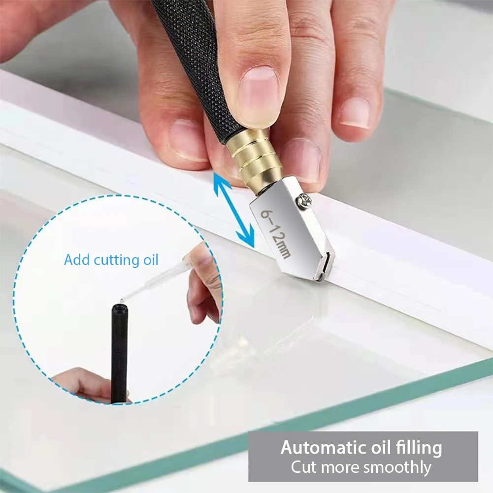 Handheld Glass Cutter Set with Ergonomic Handle for DIY Window Panes, WWO66