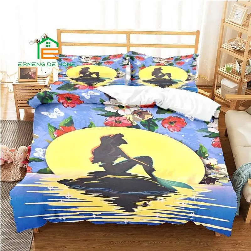 

Cartoon Mermaid Pattern Duvet Cover Set Bedding for Kids Adults Bed Set Game Quilt Cover Comforter Cover Bedding Set