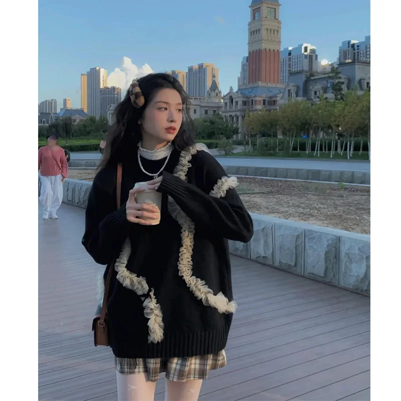 bla-loose-long-sve-knitted-sweater-women's-high-end-cold-godd-sle-pure-desire-faion-korean-clothing