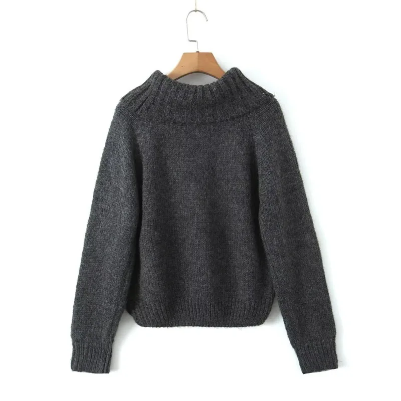 Talenza Knitted Off-Shoulder Sweater Women's Solid Loose Casual Pullover Sweater Autumn Long Sleeve Patchwork Street Sweater Y2k