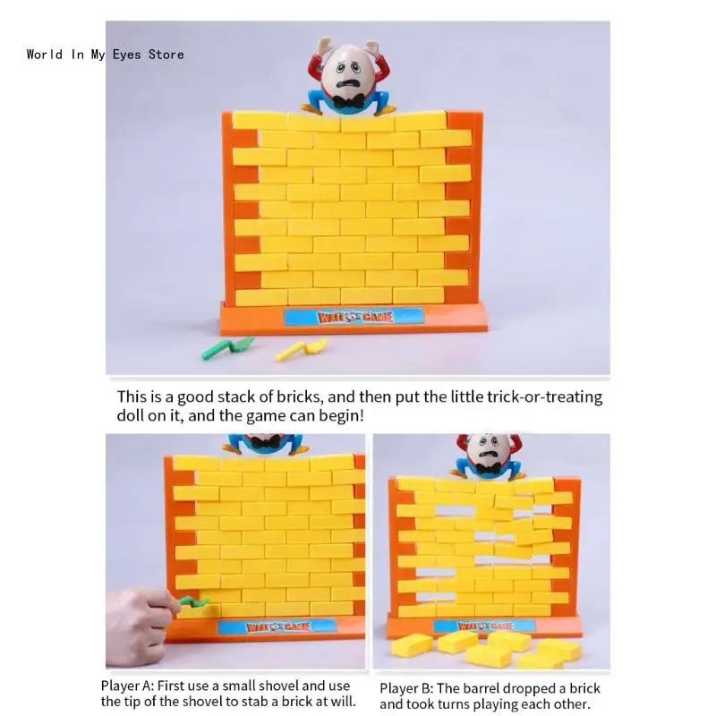 124D Knockdown Block Wall Destruction Toy Push Bricks and Watch the Tumble