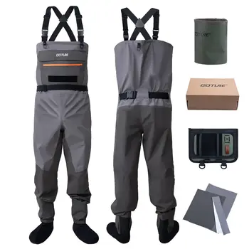 Goture 5-Layer Breathable Wader, Lightweight Fishing Hunting Waders with High-seal Waterproof Chest Seam Zipper, Handwarmer 1