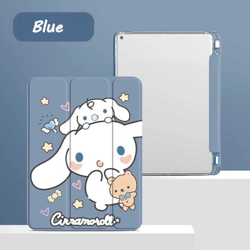 

Cute Cinnamoroll Trifold IPad Case with Pen Slot for IPad 11th A16 Air6 Air5/4 10th 10.9 9th 10.2 Pro 11 13in Shockproof Cover