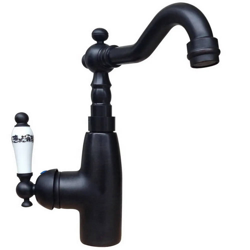 

Black Oil Rubbed Bronze Kitchen Faucet Bathroom Sink Basin Mixer Tap Brass Faucet 360°Swivel Spout tsf108