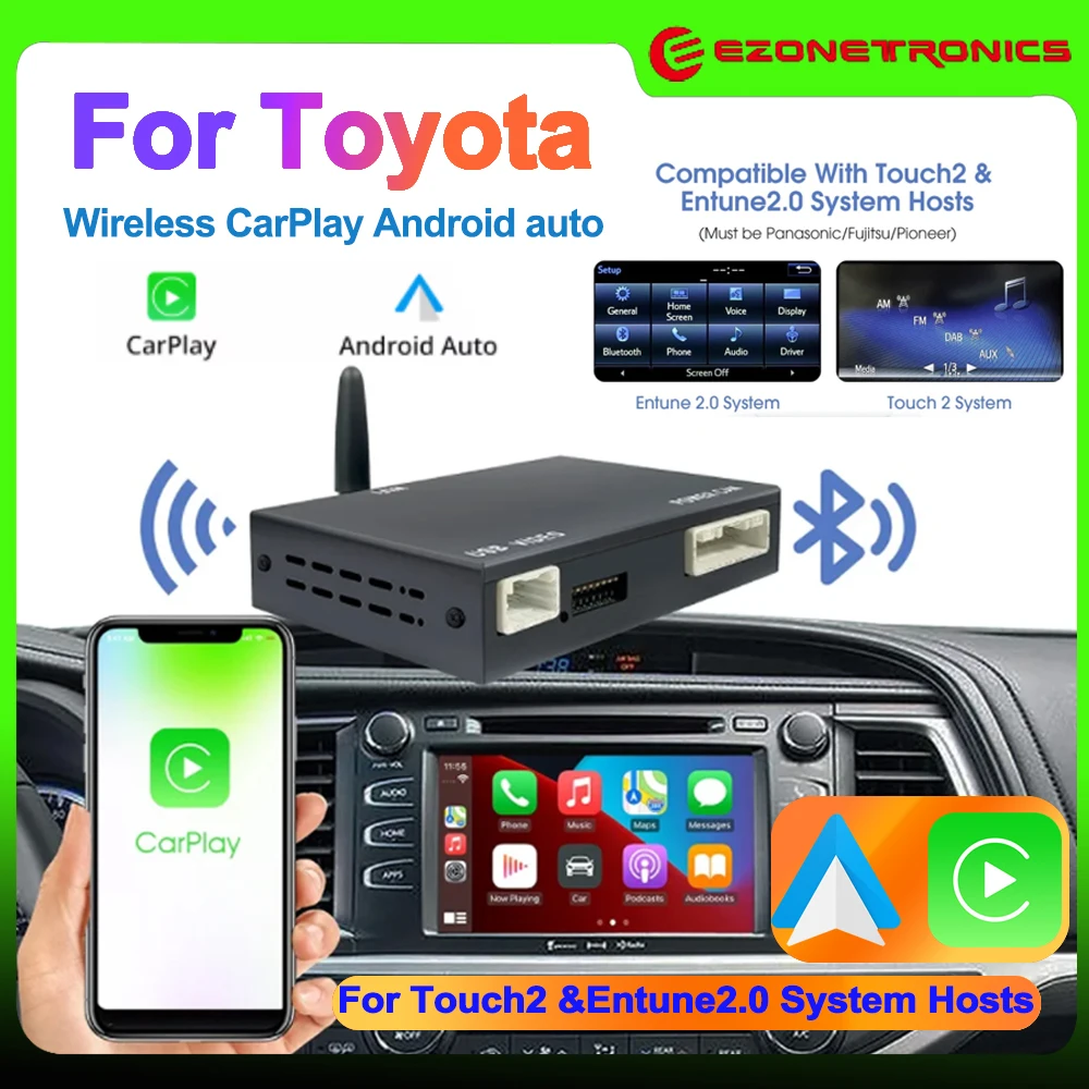 Wireless Carplay Android Auto For Toyota Touch2/Entune2.0 System For TOYOTA Corolla Camry CHR RAV4 Highlander 14-19 Car Decoder