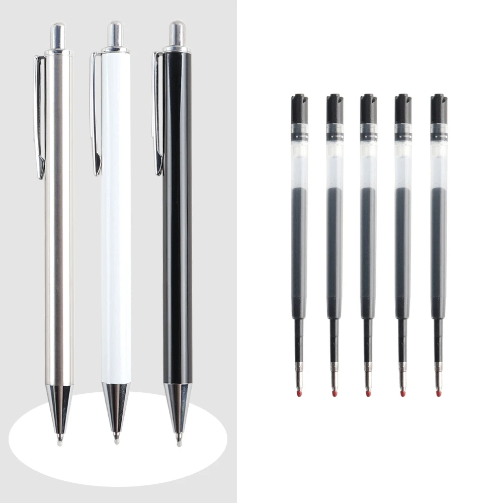 

1PCS GENKKY Gel Pen Press Metal Gel ball Pens For School Office Stationery Gift Pen Ink Black Blue G2 Refill 0.5mm Press Pens