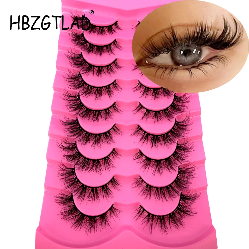 Mink Lashes Fluffy Cat Eye Lashes Wispy 6D Volume False Eyelashes that Look Like Extensions Thick Soft Curly Fake Lashes 9 Pairs