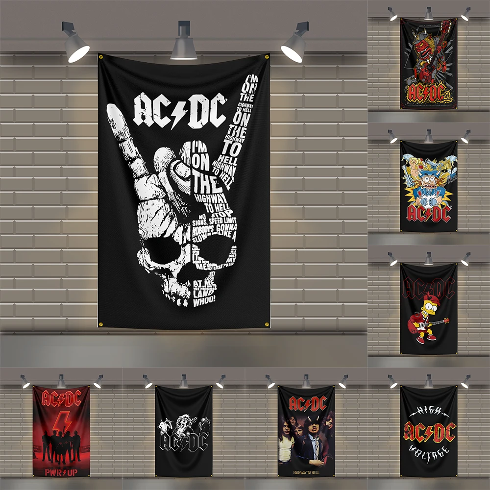 

3x5 Ft A-AC BandS DC Heavy Metal Band Flag Rock Music Wall Banner for Bedroom Studio Bar Concert Outdoor Decor