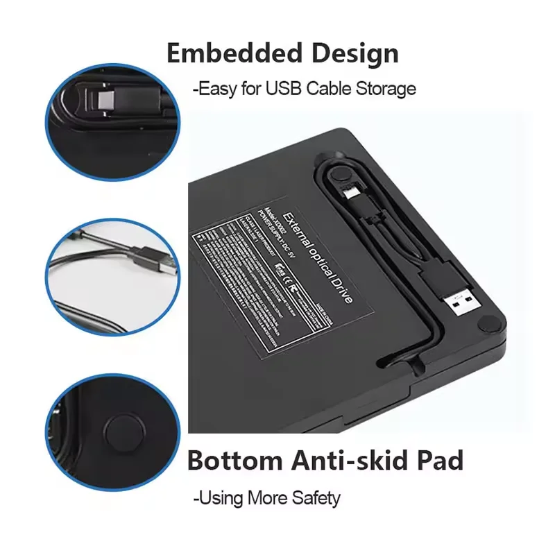 

Hooqu Supports Blu Ray One Click Warehouse Release Cd Writer Burners Optical Drive USB External DVD Player Card Reader Drive