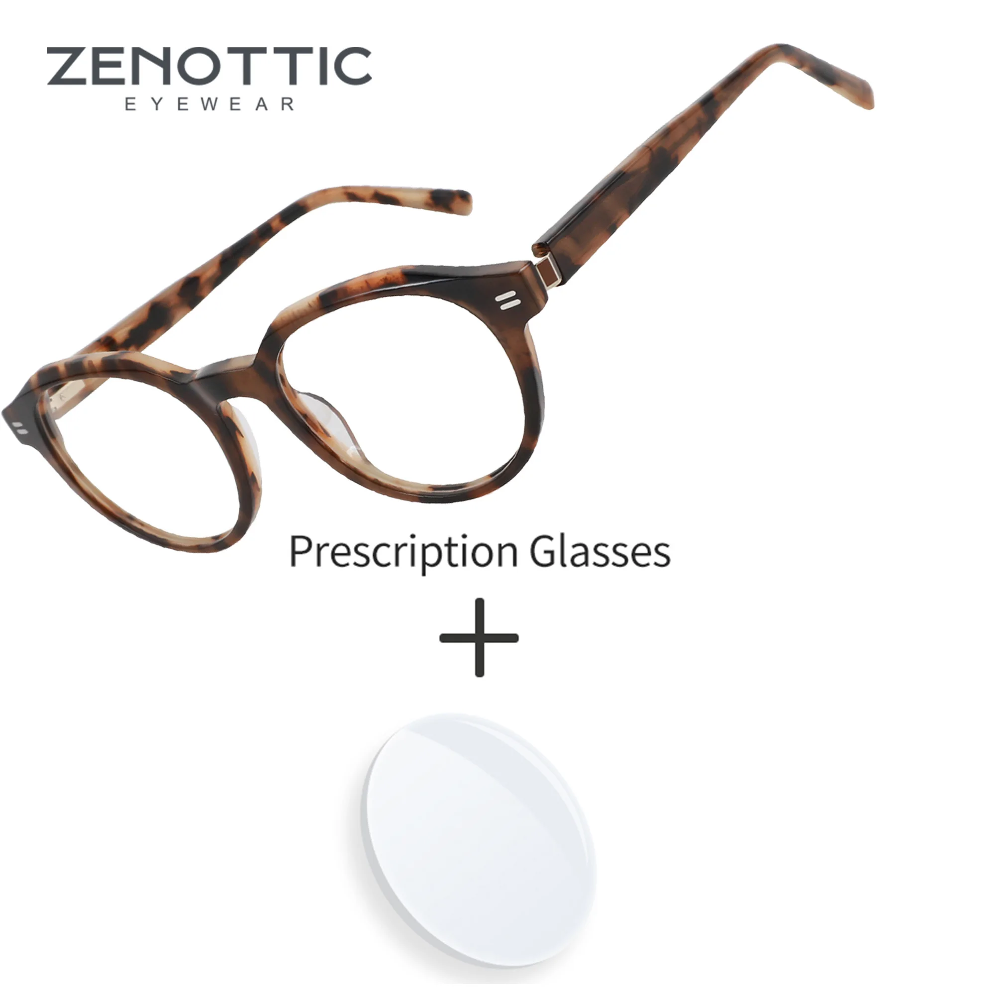 

ZENOTTIC XS Size Trendy Acetate Round Prescription Glasses For Women Anti-Blue Light Photochromic Optical Eyewear