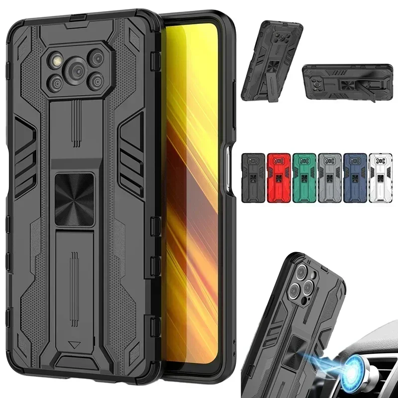 For Poco-X3 Pro Case Magnetic Kickstand Armor Camera Lens Protect Phoen Case For Xiaomi Poco X3 NFC Little X 3 PocoX3 Back Cover