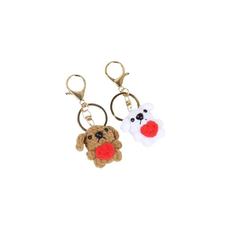 1 Stück Niedlicher Gehäkelter Mini-Hund Anhänger Handgefertigter Gewebter Tier-Schlüsselanhänger Gestrickter Welpen-Schlüsselring Liebenswertes Geschenk – Detail 2