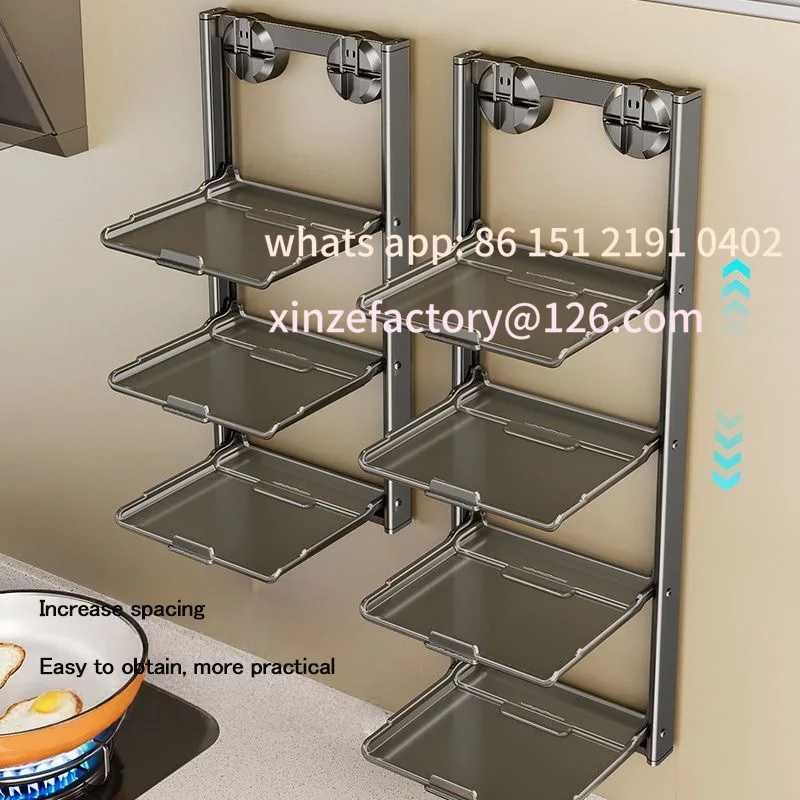 

Customizable Rack Suction Cup Type Multi-layer Food Preparation Rack No Punching Space Aluminum Thick Folding Se