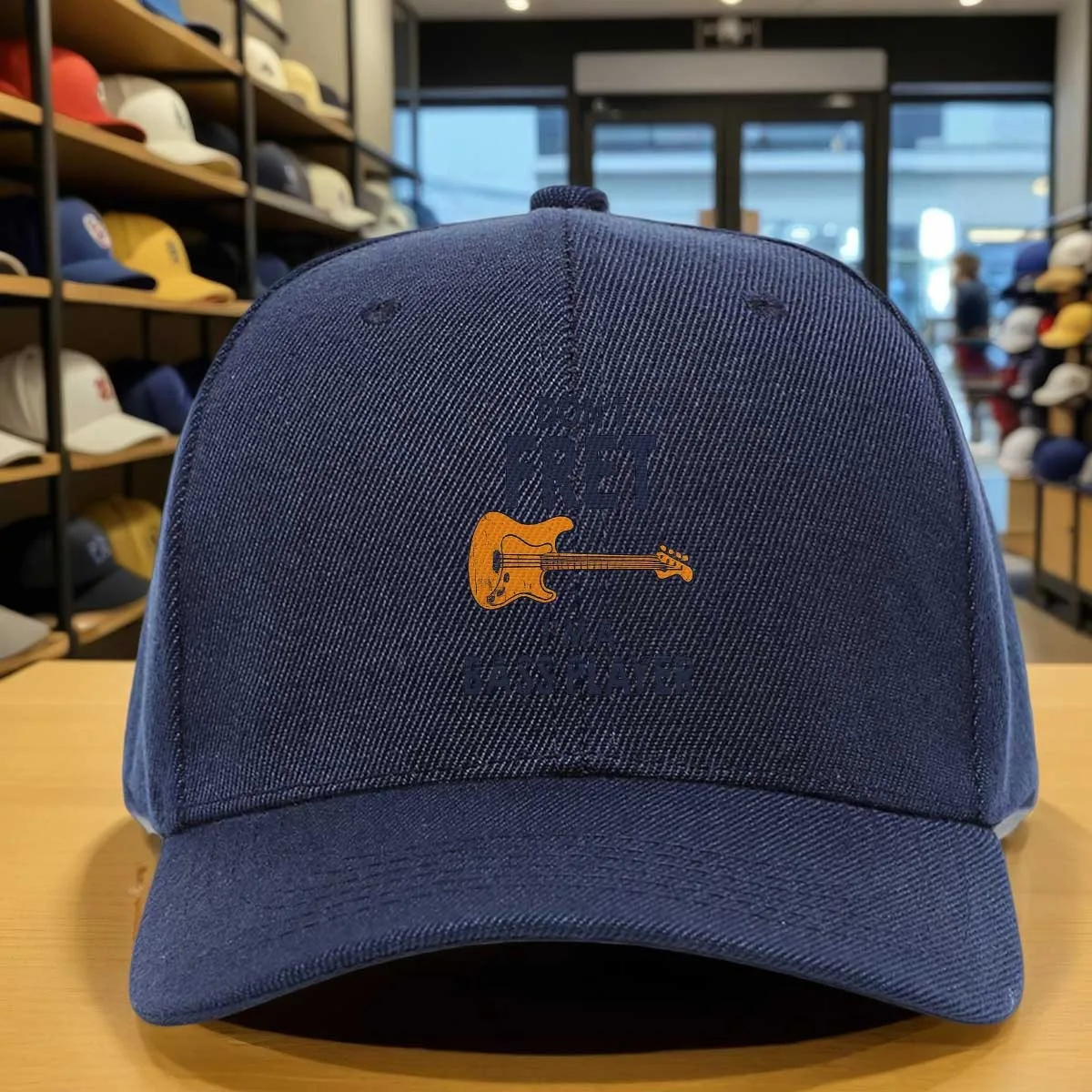 Don'T Fret I'M a Bass Player Baseball Cap, Vintage Style Electric Bass Print Hat