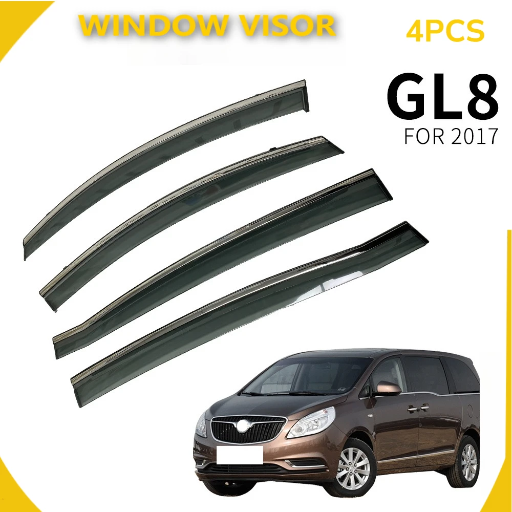 4PCS Chrome Trim Window Visor Wearproof Deflector For Buick GL8 2017