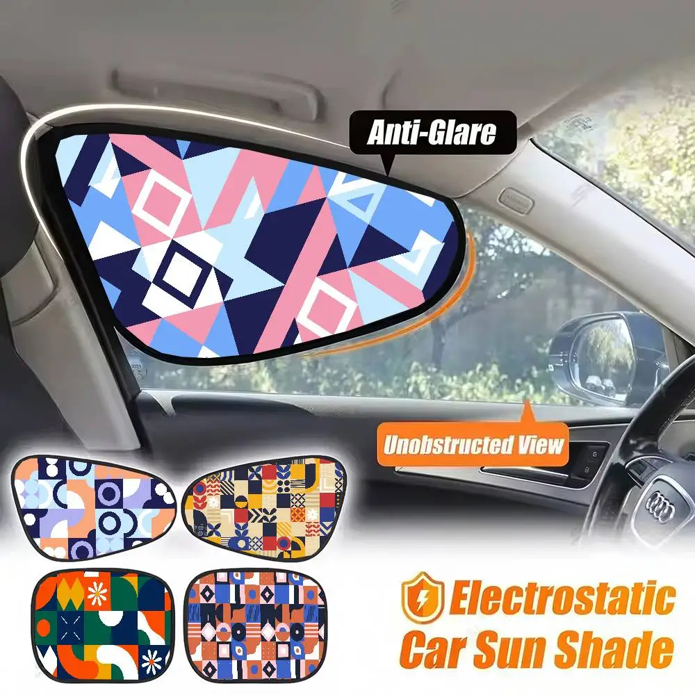 

Geometric Checkered Pattern Cartoon Universal Car Windshield Sunshade - Folding Reflector, Insulation Accessory
