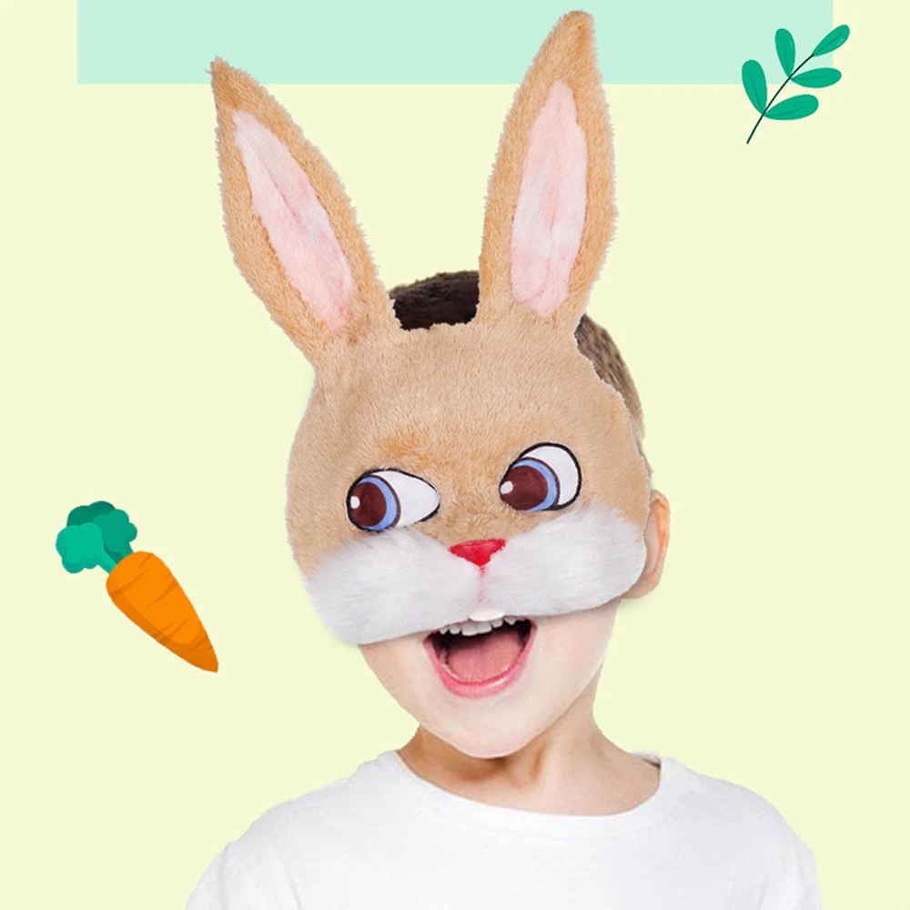 Kids Adult Cute Plush Bunny Mask Half Face Cat Mask Cosplay Performance Prop Easter Mardi Gras Mask Masques Party Carnaval Mask