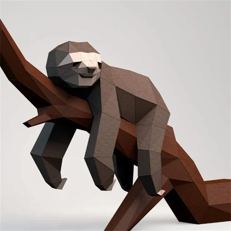 Luiaard Papieren Model 3D DIY Mold Kit Creatieve Home Decor Wanddecoratie Handgemaakt Schattig Geometrisch Laag Poly Papercraft Diermodel