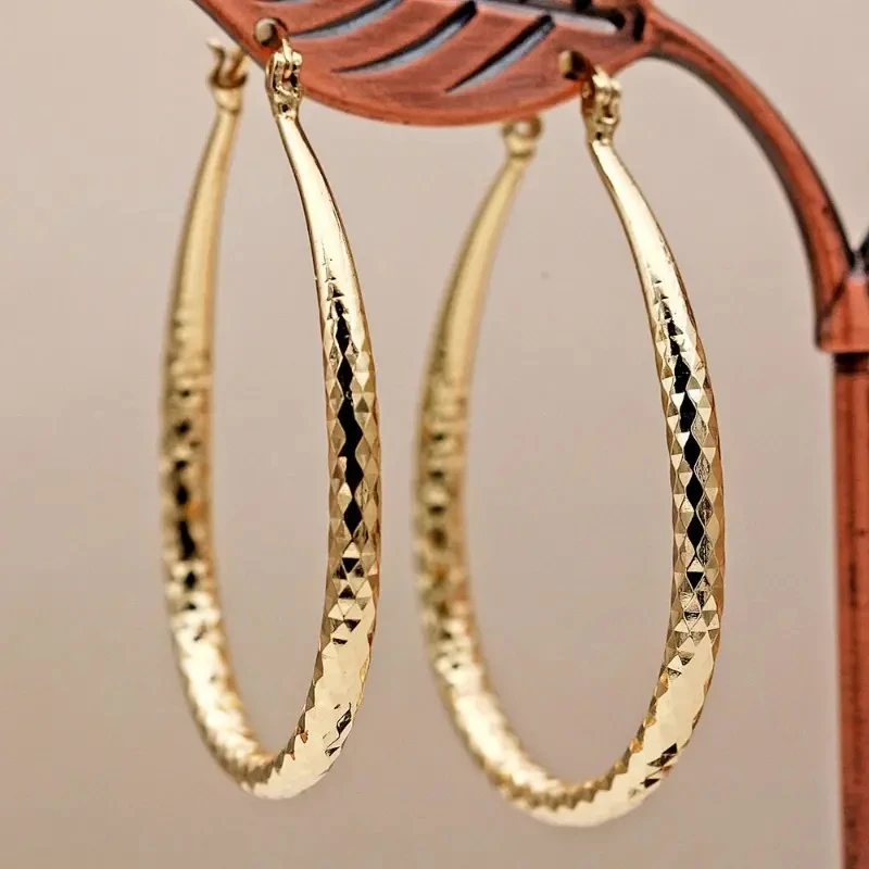 1 Pairs Hip Hop Trendy Gold Plated Copper Round Hoop Earrings For Women Girls Fashion Accessories Birthday Wedding Party