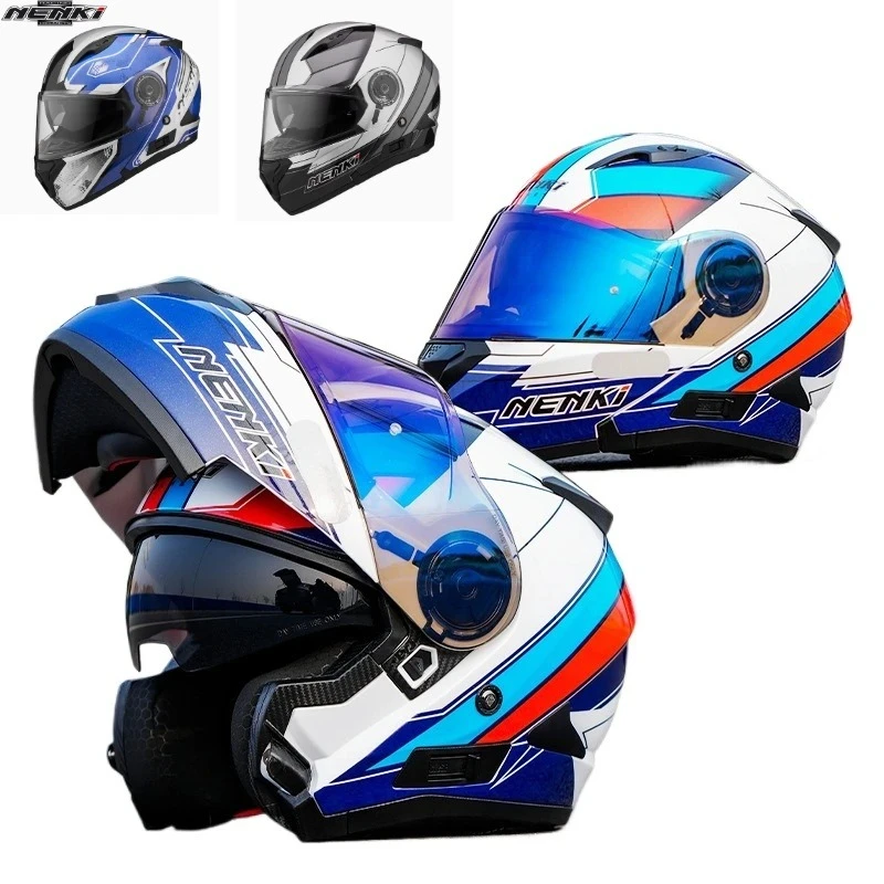 

Мотошлем унисекс с двойным визором, съемной лицевой частью, для всех сезонов, стильный дизайн