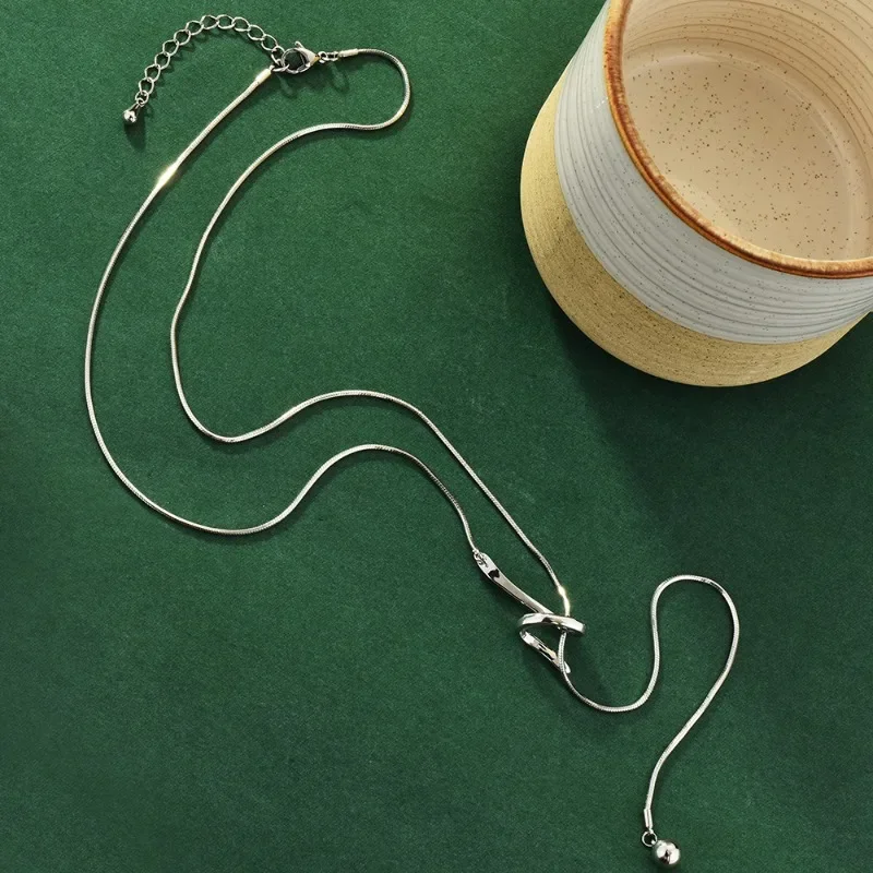 

New simple snake-shaped necklace sweater chain, suitable for women, fashionable clothing necklace, retro necklace
