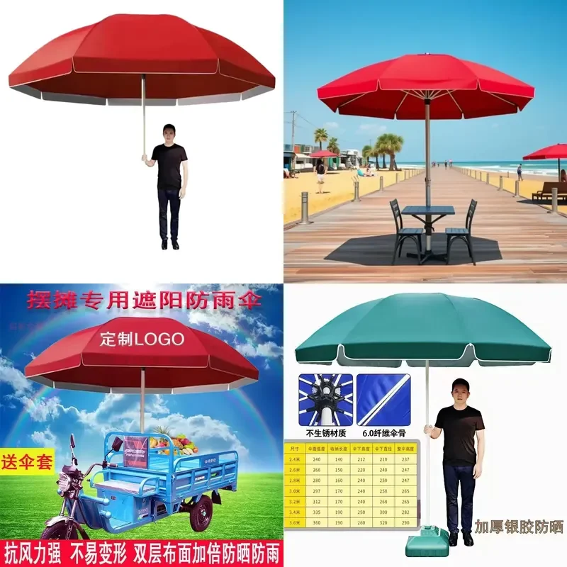Large Outdoor Patio Umbrella Commercial Sunshade with Center Pole for Garden Market Stall Custom Logo Available