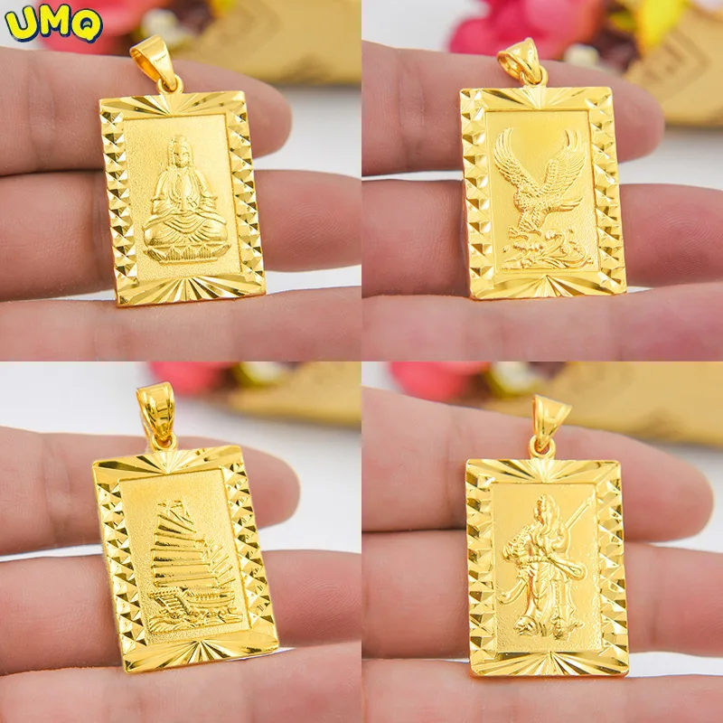 Guanyin Xiaofang Brand Men's Solid Plated 100% Real Gold 24k 999 Pendant Smooth sailing Necklace Will for a Long Time Jewelry