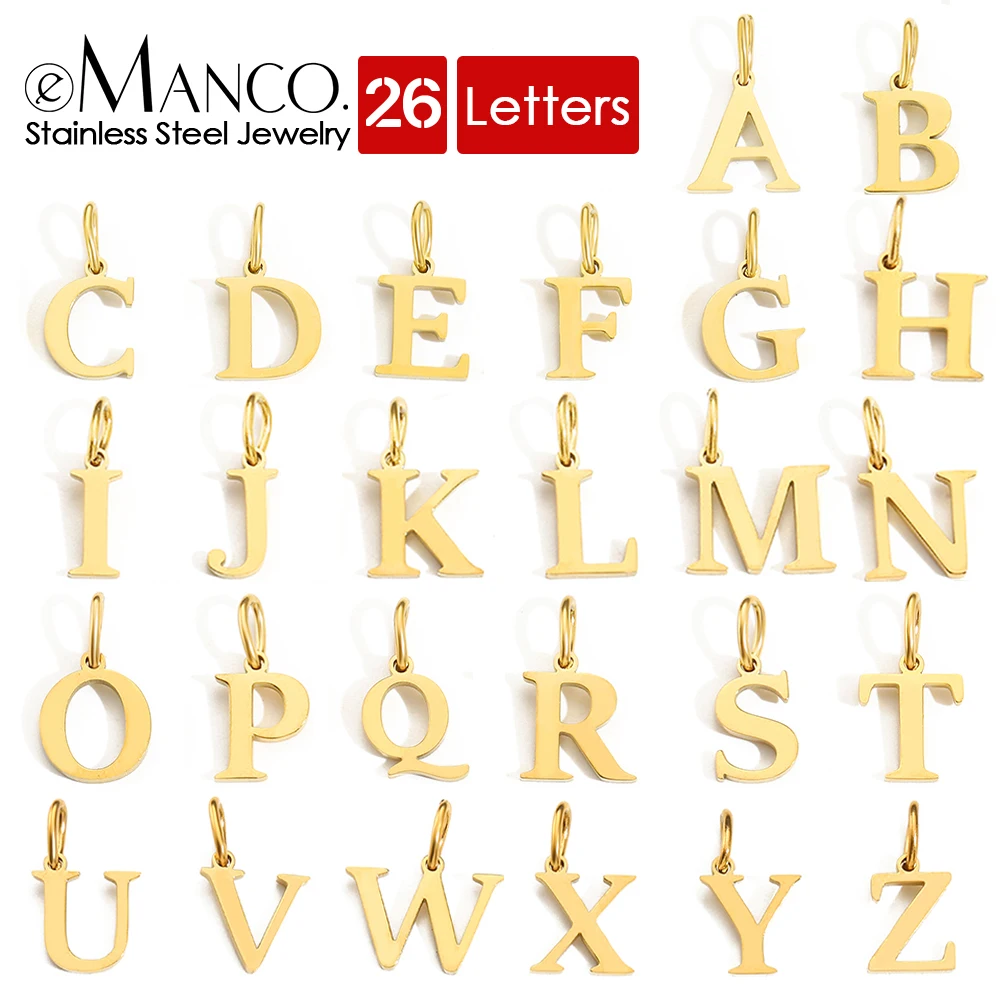 eManco Initial Alphabet Anhänger Edelstahl Charms für die Herstellung von Halskette Minimalismus Zubehör Damenschmuck Großhandel