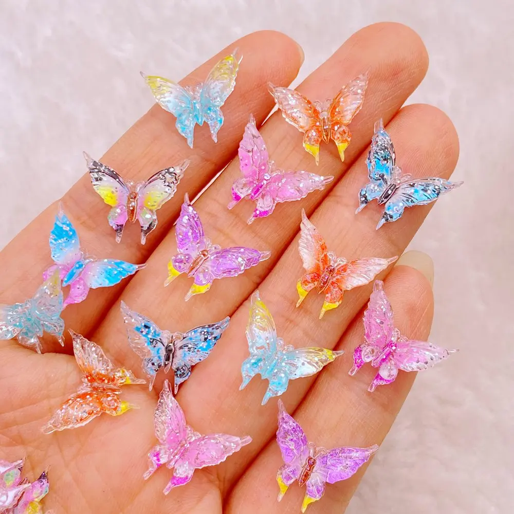 40 Stück neue süße Harz Mini kleine Schmetterling Serie flache Rückseite Maniküre Teile Verzierungen für Haars chleifen Zubehör