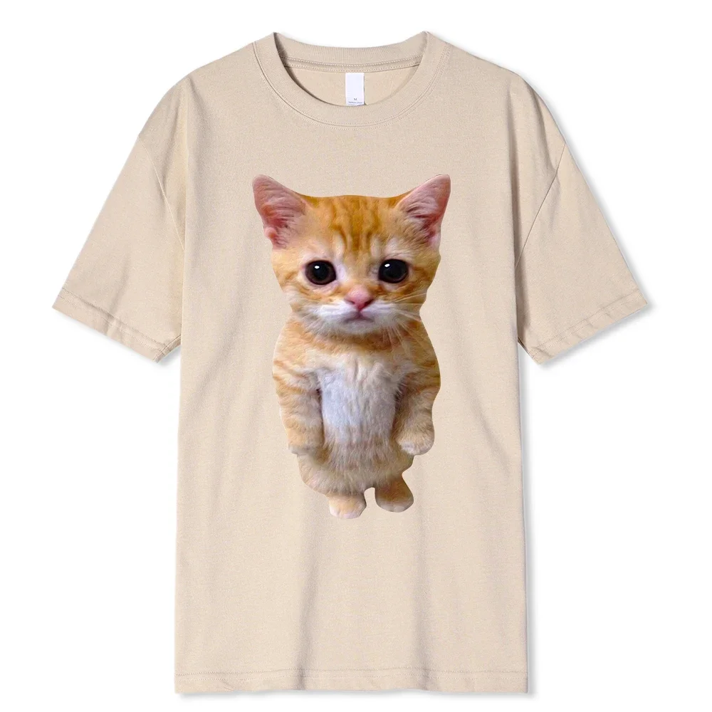 El Gato Meme Sad Crying Cat Munchkin Kitty Meme Trendy Graphic T-shirt Unisex Fashion Short Sleeve T-shirts Oversized Streetwear