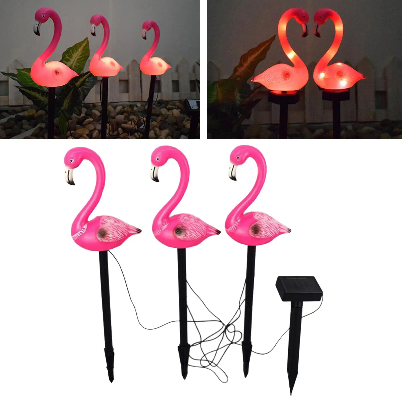 

3 Pieces Flamingo Decorative Ornaments Waterproof Lawn Light LED for Garden