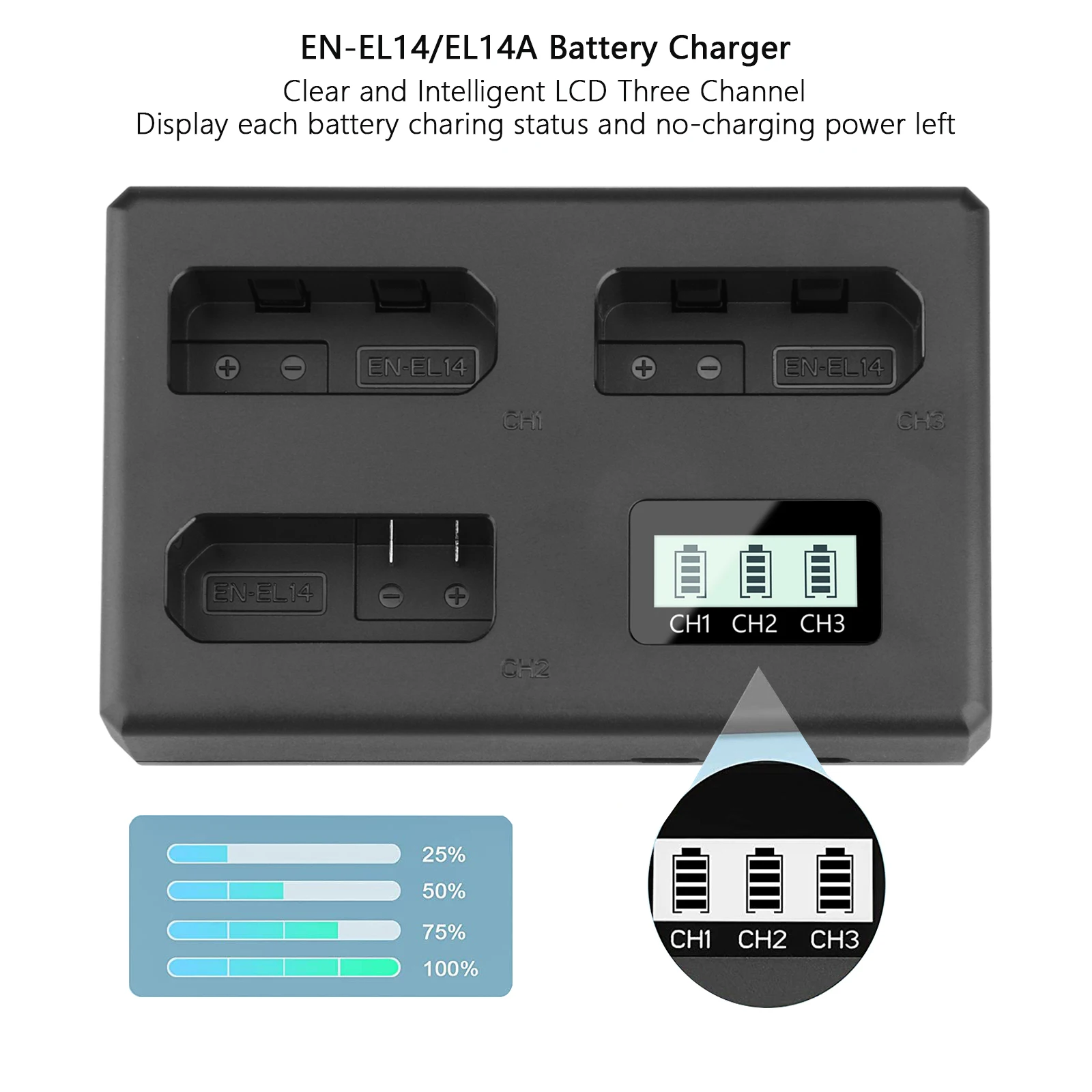 1500mAh EN-EL14 EN EL14 EN-EL14a batterij + LCD 3-kaartsleuf oplader voor Nikon D5600, D3200, D3500, D3300, D3400, D3100, D5100