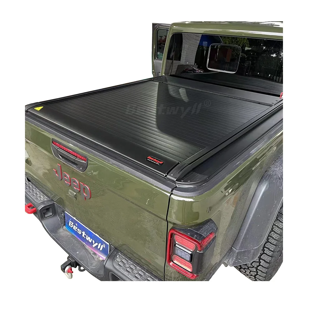

BESTWYLL Hard Retractable Shutter Tonneau With Button Pickup Lid Truck Electric Roller Bed Cover for Jeep Gladiator Jt 5' E-K59
