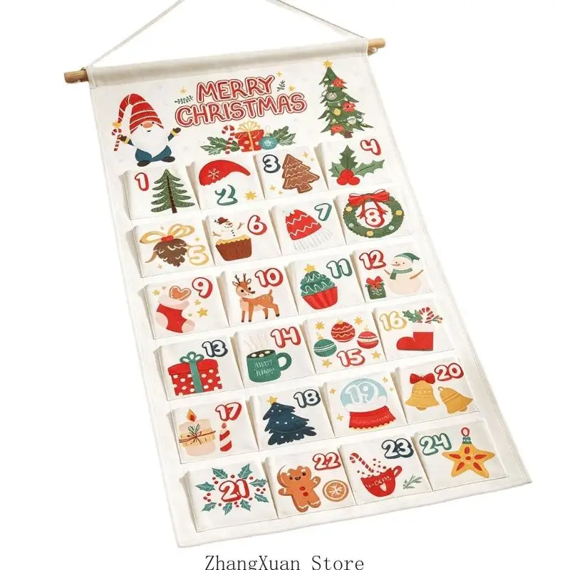 Weihnachts-Adventskalender mit 24 Taschen für Süßigkeiten, kleine Geschenke und Nachrichten 3XUF – Detail 9