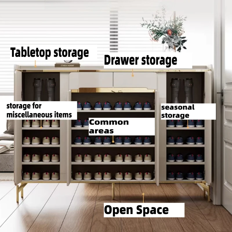 White Wooden Shoe Cabinet Bedroom Storage Entrance Storage Display Shoe Cabinet Organizers Entryway Living Room Furniture