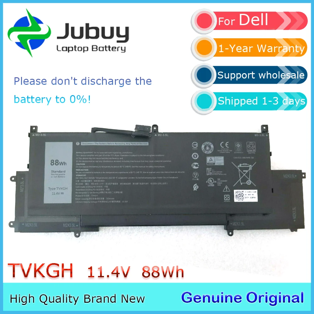 TVKGH 11.4V 88Wh Original Laptop Battery for Dell Latitude 9510 2-in-1 Series 31CP4/63/83-2