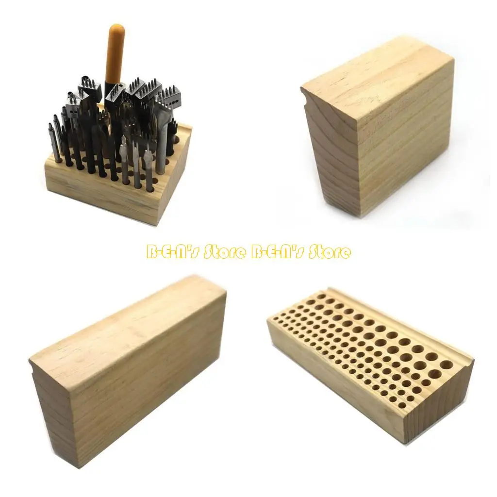 Y1AD Wooden Leather Tool Holder Wooden Leather Tools Storage Box with 46/98 Holes