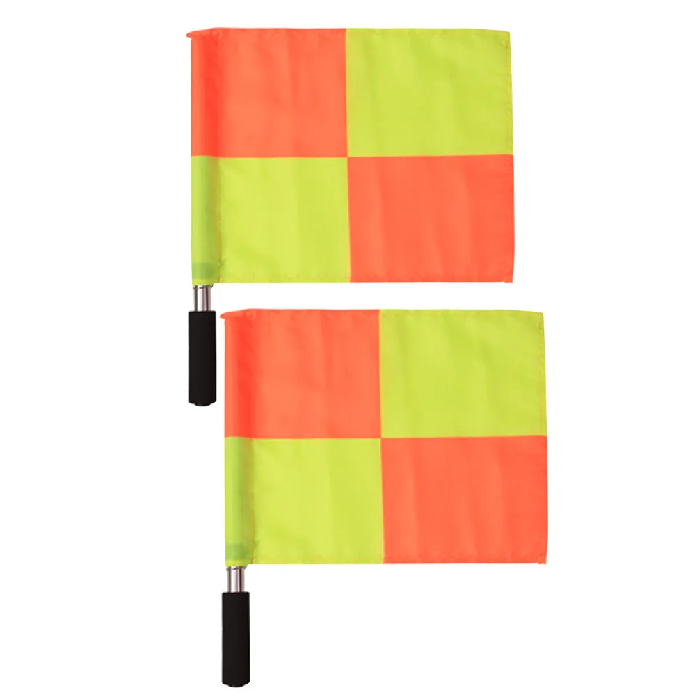 

2Pcs Large Polyester Referee Flags Checkered Pattern Soccer Training Game Supplies Soccer Referee Flags Football Linesman