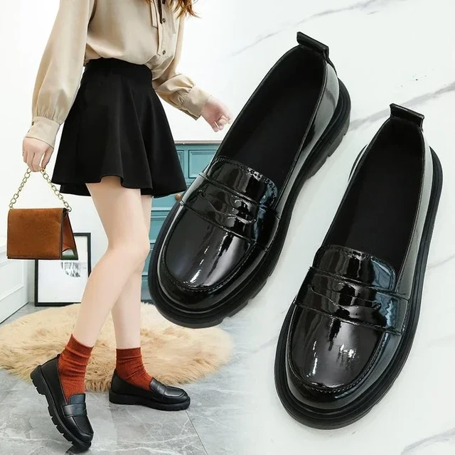 Japanese Student Shoes Girly Girl Lolita Uniform Shoes Women Loafer Low Heels Casual Shoes 33 46
